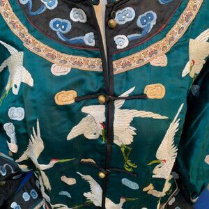 Chinese Silk Embroidered Jacket - emerald green